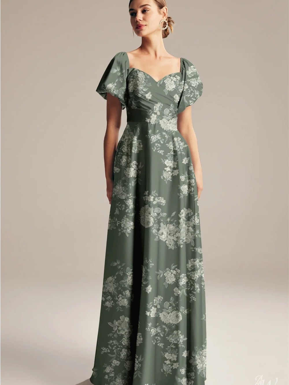 NWOT Aw Bridal Dey Dress Green Floral Maxi